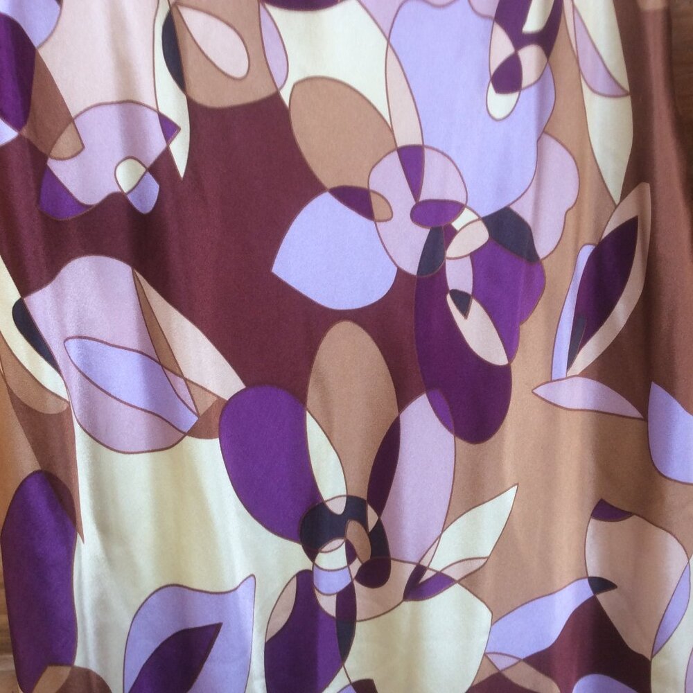 Express Vintage Liquid Silk Retro Shimmery Print Y2K Midi Slip Dress Size 1-2 - Picture 6 of 7